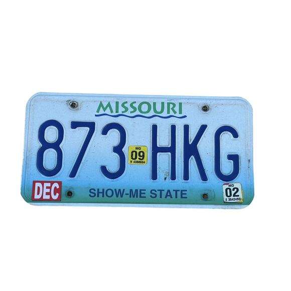 Missouri License Plate Show-Me State Dec 2002 2009 Sticker Blue Automobile Tags - Picture 2 of 4